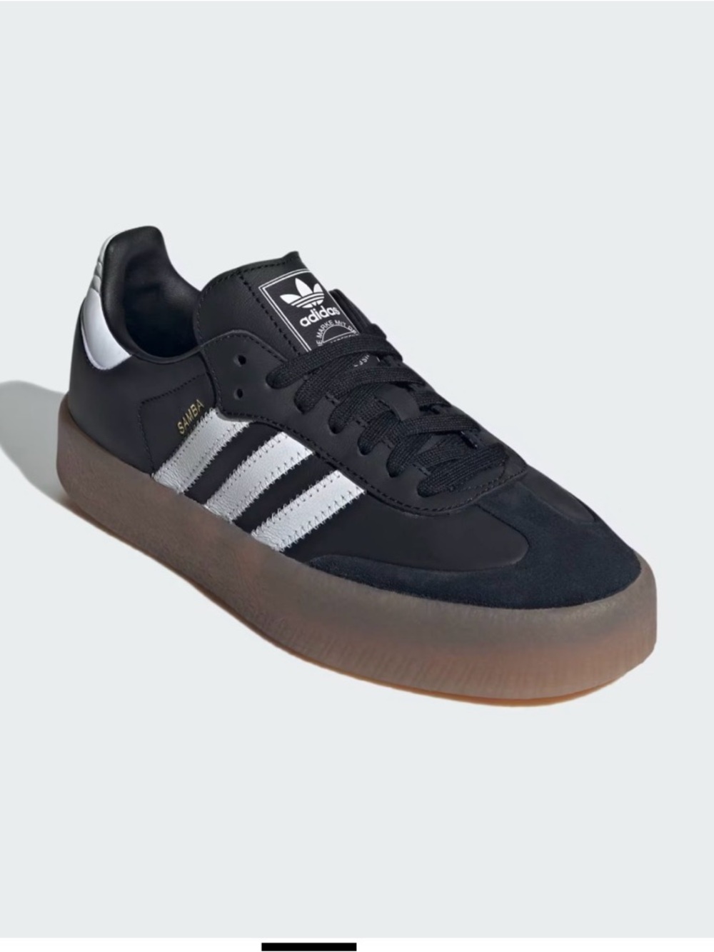 Adidas Samba Black with White Stripes and Gum Sole